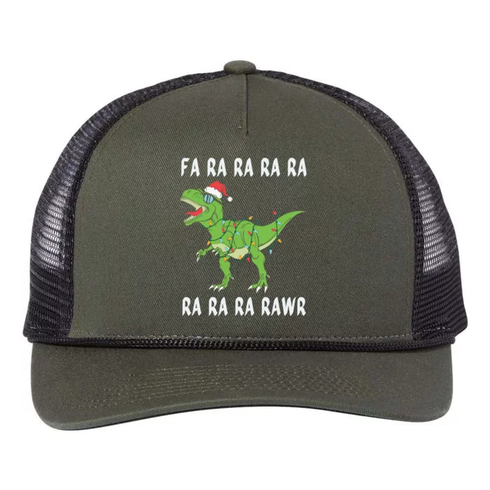 Dinosaur Fa Ra Ra Ra Rawr Trex Funny Christmas Xmas Gift Retro Rope Trucker Hat Cap