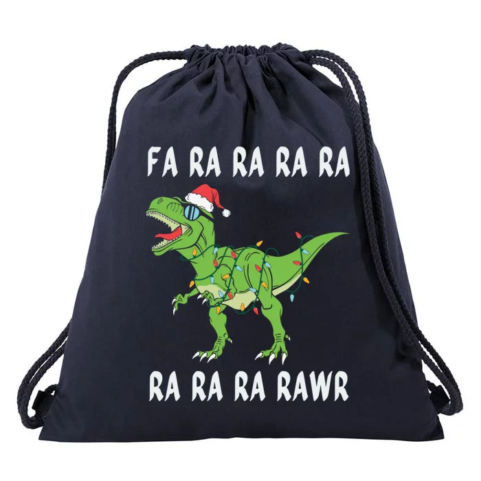 Dinosaur Fa Ra Ra Ra Rawr Trex Funny Christmas Xmas Gift Drawstring Bag