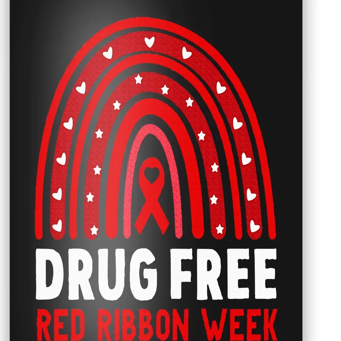 Drug Free Red Ribbon Week Awareness No To Drugs Red Rainbow Poster