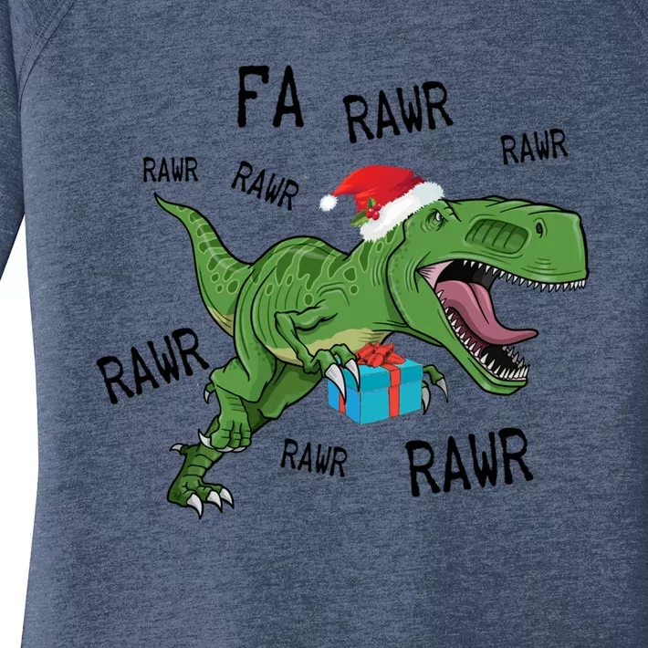 Dinosaur Fa Ra Ra Ra Rawr Tfunny Giftrex Funny Christmas Xmas Santa Gift Women's Perfect Tri Tunic Long Sleeve Shirt