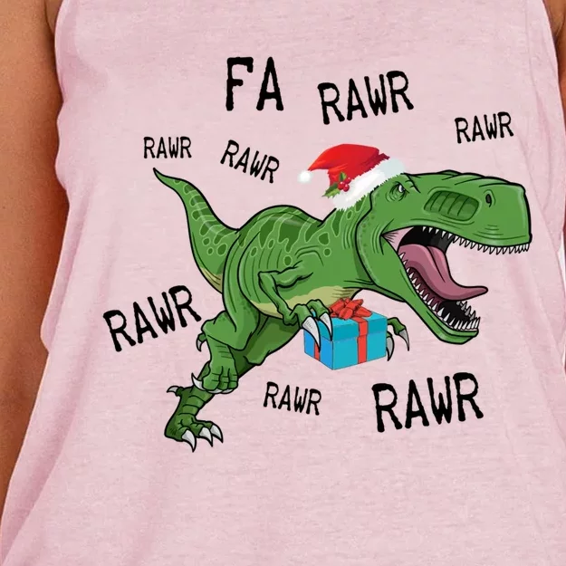 Dinosaur Fa Ra Ra Ra Rawr Tfunny Giftrex Funny Christmas Xmas Santa Gift Women's Knotted Racerback Tank