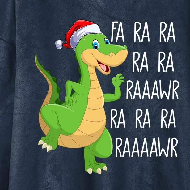 Dinosaur Fa Ra Ra Rawr Rawr Tmeaningful Giftrex Santa Dinosaur Christmas Funny G Hooded Wearable Blanket