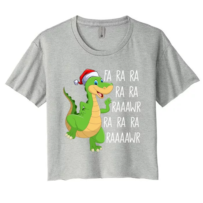 Dinosaur Fa Ra Ra Rawr Rawr Tmeaningful Giftrex Santa Dinosaur Christmas Funny G Women's Crop Top Tee