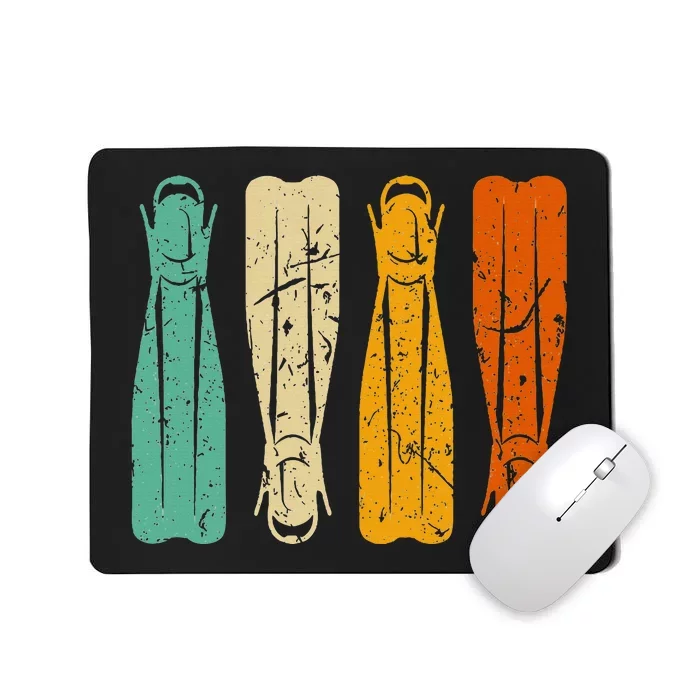 Diving Fins Retro Scuba Diving Snorkeling Diver Mousepad