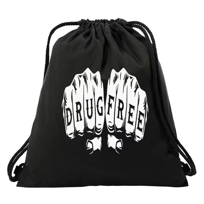 Drug Free Sober Sobriety Anniversary Drawstring Bag