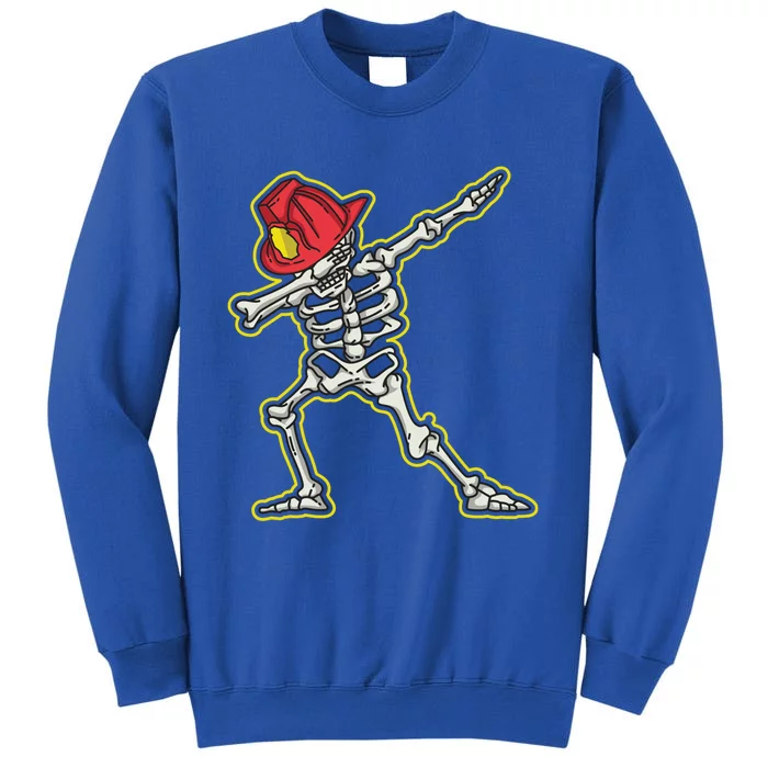 Dabbing Firefighter Skeleton Cool Scary Halloween Costume Cute Gift Tall Sweatshirt