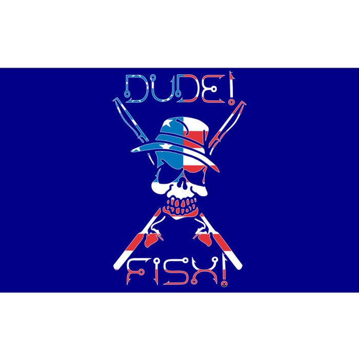 Dude Fish Skull And Fishing Rod American Flag Design Gift Bumper Sticker