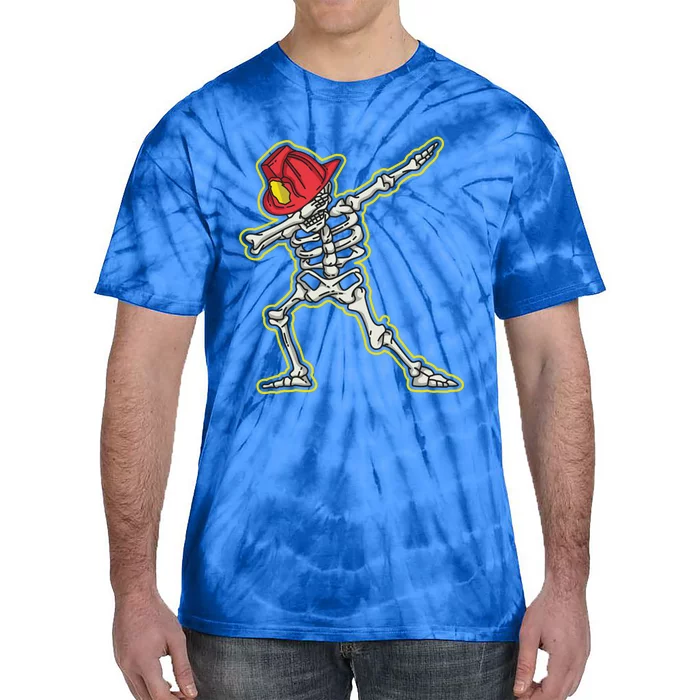 Dabbing Firefighter Skeleton Cool Scary Halloween Costume Great Gift Tie-Dye T-Shirt