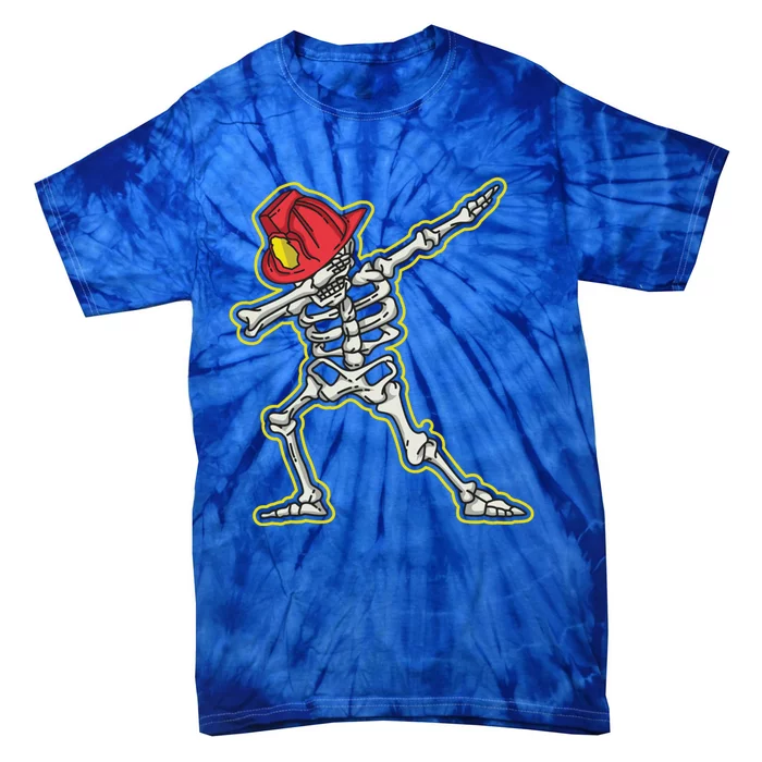 Dabbing Firefighter Skeleton Cool Scary Halloween Costume Great Gift Tie-Dye T-Shirt