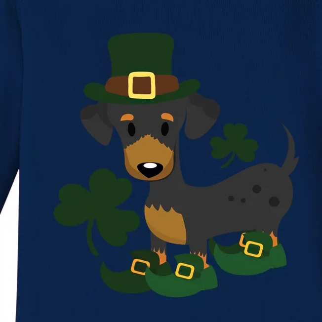 Dachshund Funny St Patricks Day Graphic Wiener Dog Mom Gift Baby Long Sleeve Bodysuit