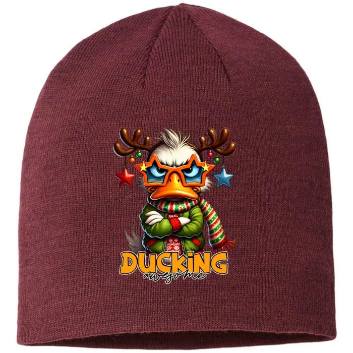 Ducking Funny Sarcastic Grumpy Duck Christmas 8 1/2in Sustainable Knit Beanie