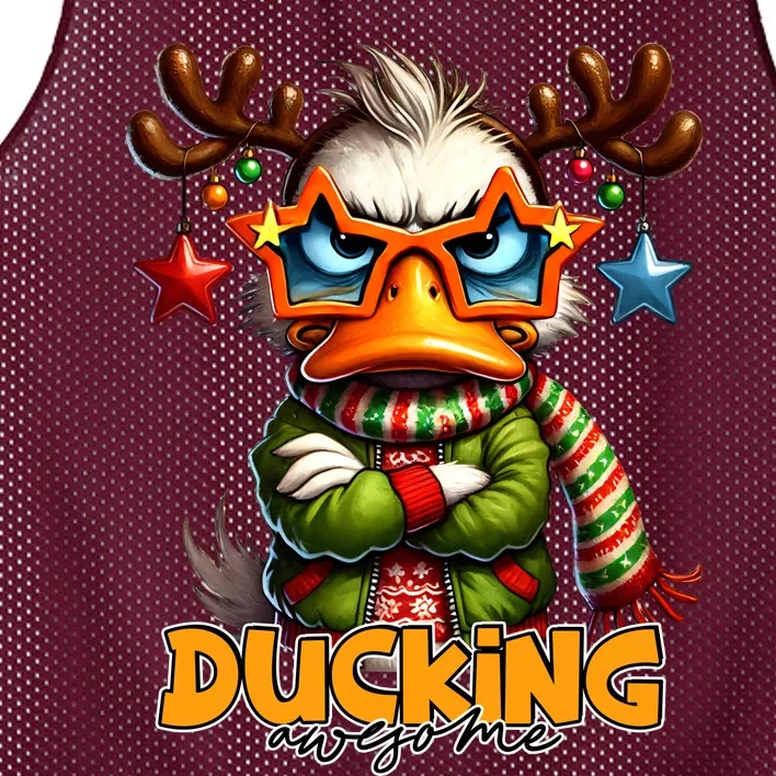 Ducking Funny Sarcastic Grumpy Duck Christmas Mesh Reversible Basketball Jersey Tank