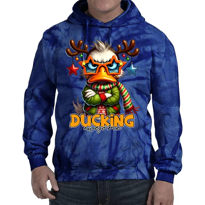 Ducking Funny Sarcastic Grumpy Duck Christmas Tie Dye Hoodie