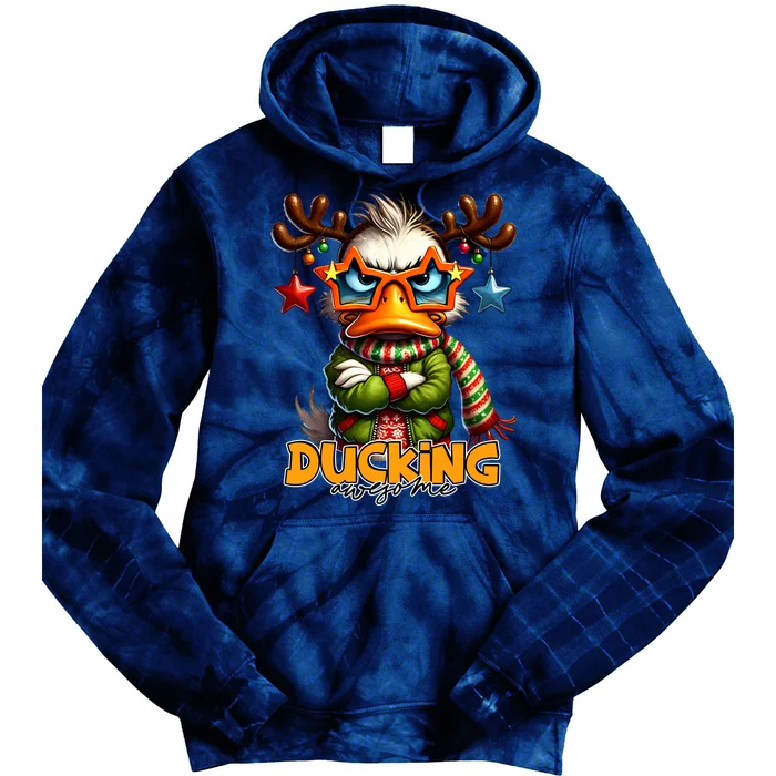 Ducking Funny Sarcastic Grumpy Duck Christmas Tie Dye Hoodie