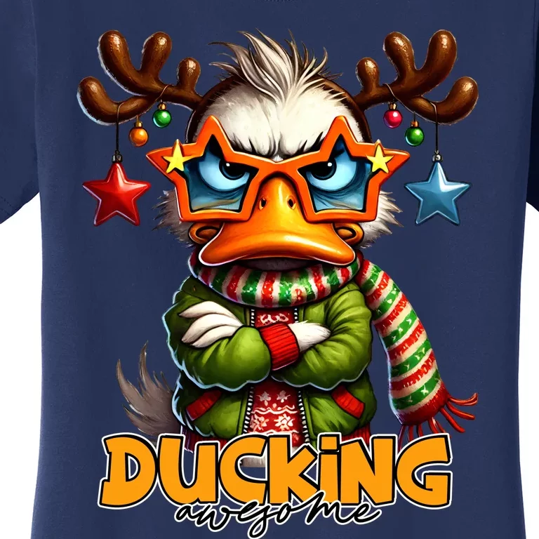 Ducking Funny Sarcastic Grumpy Duck Christmas Women's T-Shirt