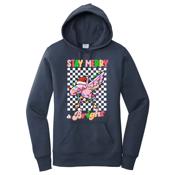 Dabbing Flamingo Stay Merry And Bright Christmas Groovy Xmas Gift Women's Pullover Hoodie