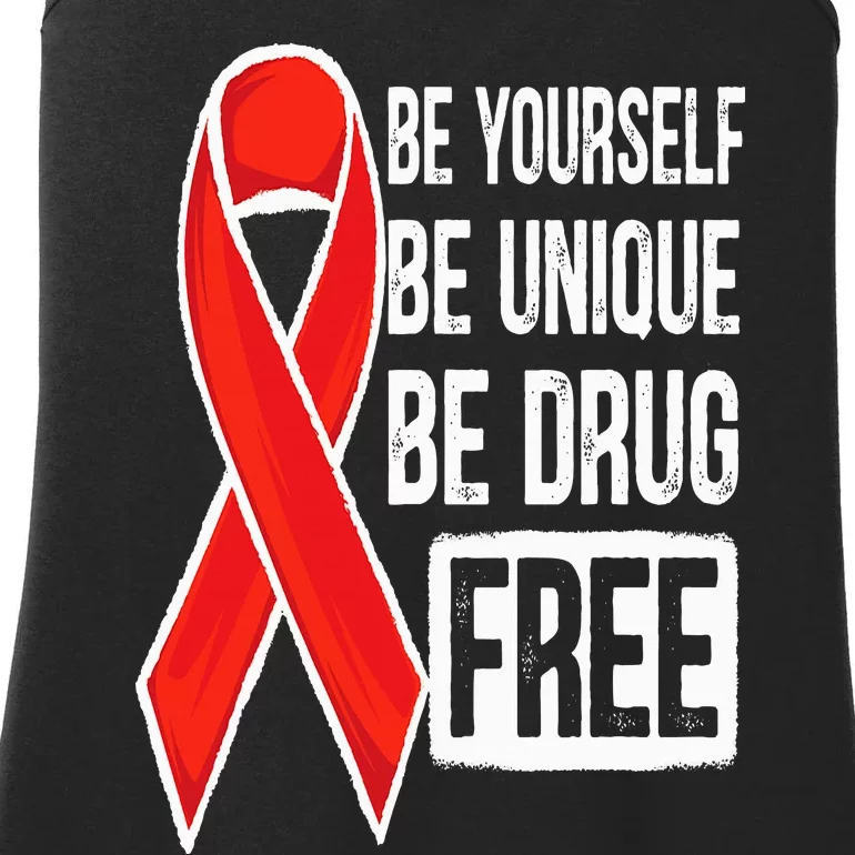 Drug Free Say No To Drugs Wear Red Awareness Red Ribbon Week Ladies Essential Tank