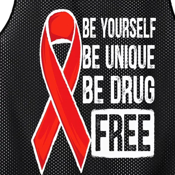 Drug Free Say No To Drugs Wear Red Awareness Red Ribbon Week Mesh Reversible Basketball Jersey Tank