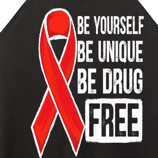 Drug Free Say No To Drugs Wear Red Awareness Red Ribbon Week Women’s Perfect Tri Rocker Tank