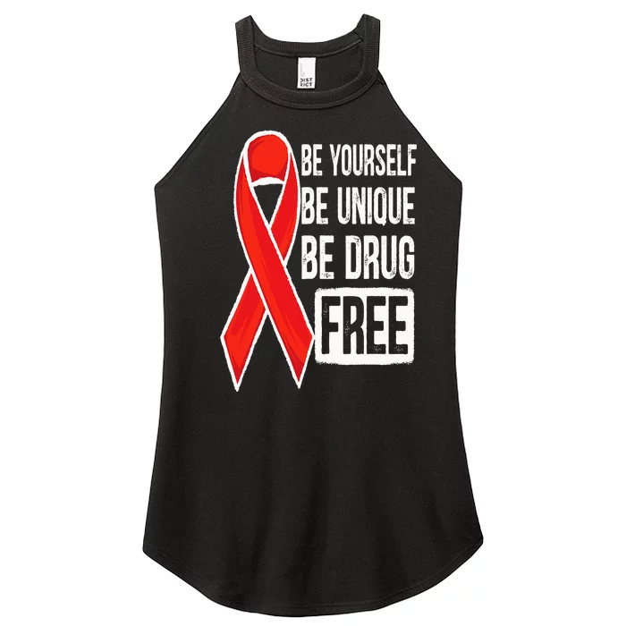 Drug Free Say No To Drugs Wear Red Awareness Red Ribbon Week Women’s Perfect Tri Rocker Tank