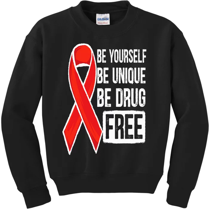 Drug Free Say No To Drugs Wear Red Awareness Red Ribbon Week Kids Sweatshirt