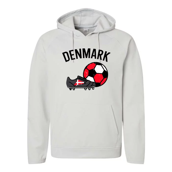 Denmark Flag Soccer Ball Shoes Football Fan Performance Fleece Hoodie