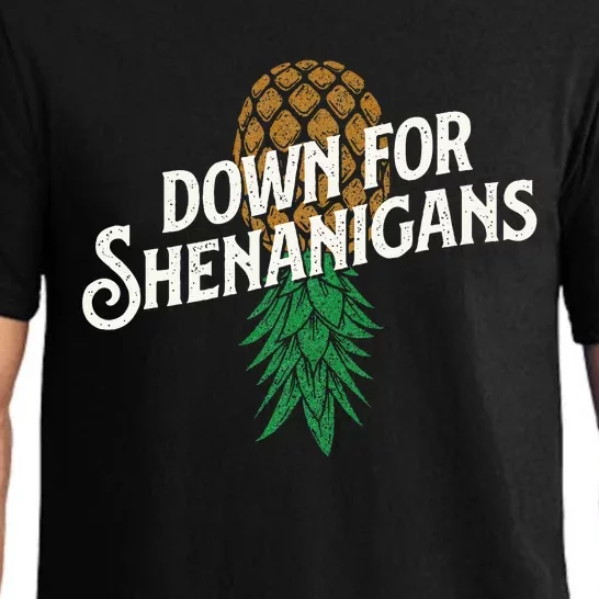 Down For Shenanigans Swinger Couple Upside Down Pineapple Pajama Set