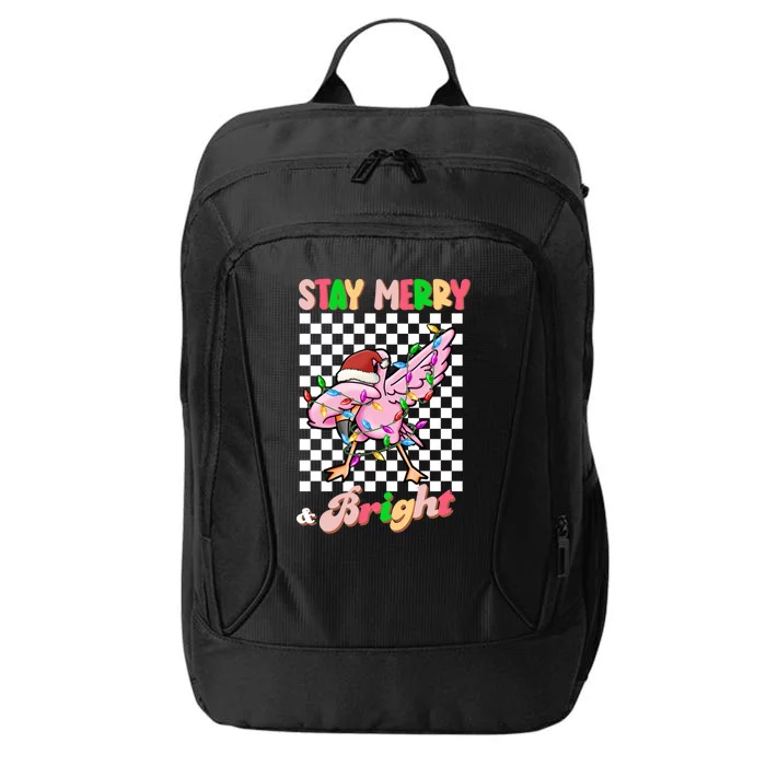 Dabbing Flamingo Stay Merry And Bright Christmas Groovy Xmas Funny Gift City Backpack