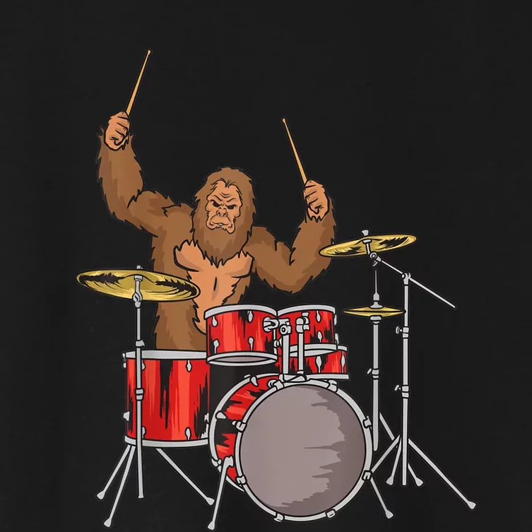 Drummer Funny Sasquatch Bigfoot Drumming Women's Crop Top Tee