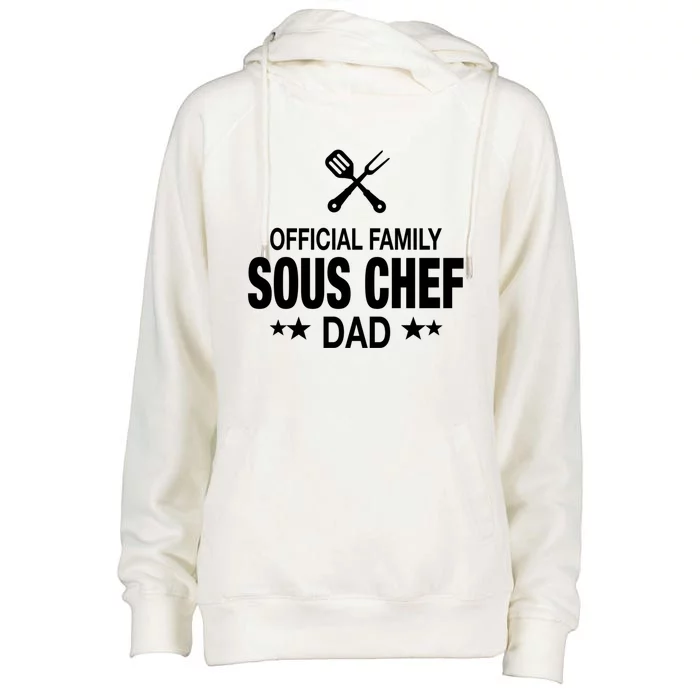 Dad Family Sous Chef Funny Cooking Dad Gift Womens Funnel Neck Pullover Hood