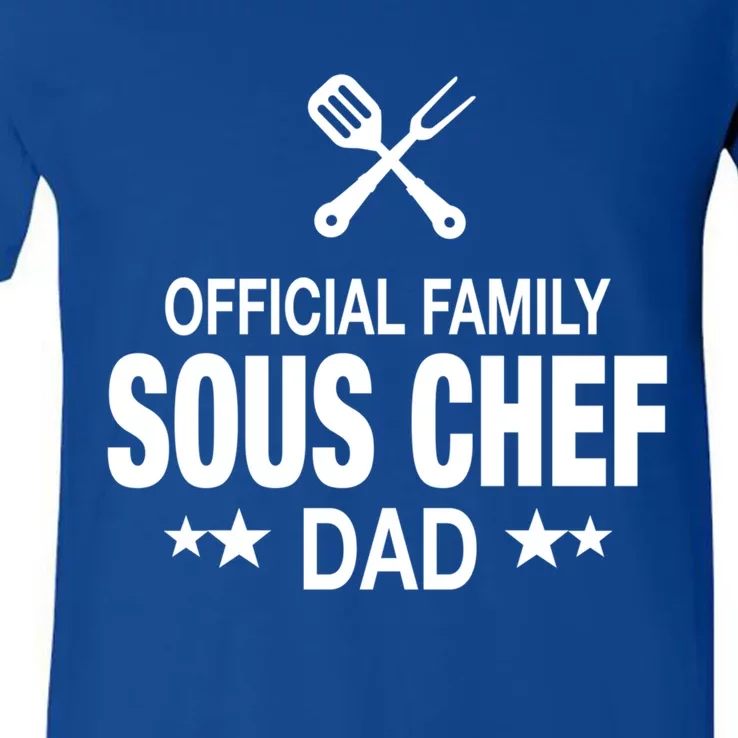 Dad Family Sous Chef Funny Cooking Dad Gift V-Neck T-Shirt