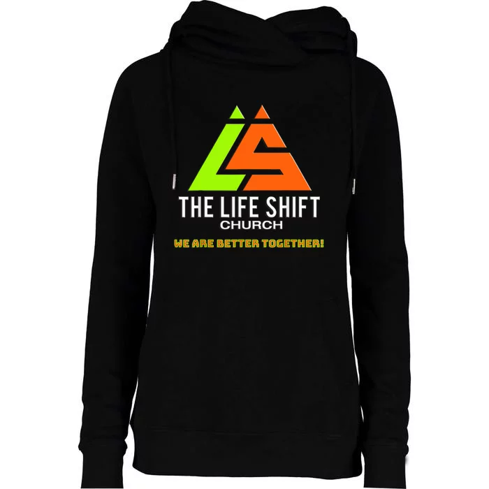 Design For The Life Shift Church Church Logo Design 2 Womens Funnel Neck Pullover Hood