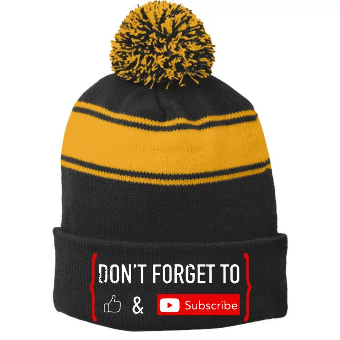 Don't Forget to Like and Subscribe Video Content Creator Stripe Pom Pom Beanie