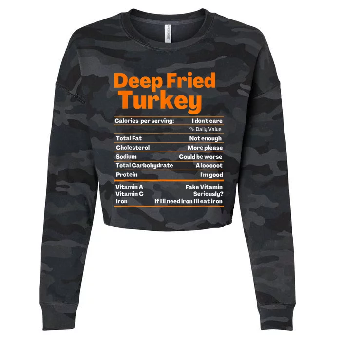 Deep Fried Turkey Shirt Thanksgiving Nutrition Facts Tee Cropped Pullover Crew