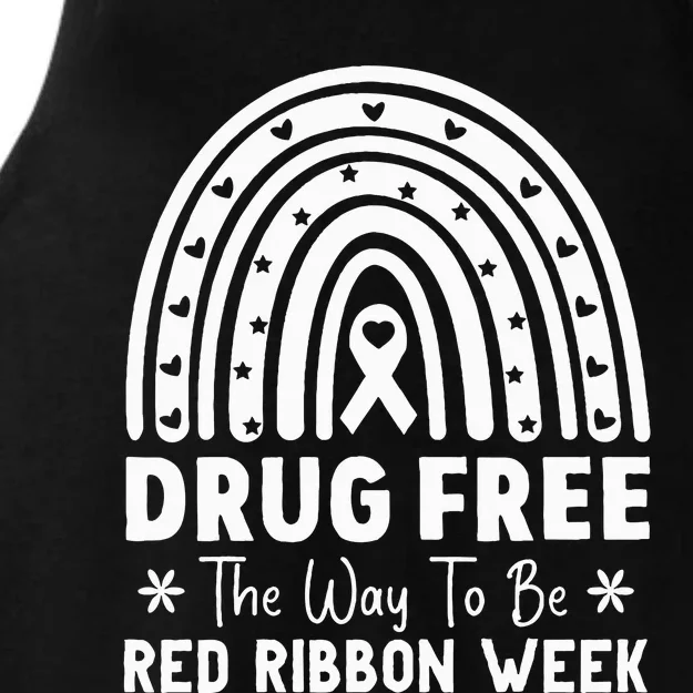 Drug Free The Way To Be Red Ribbon Week Awareness Rainbow Ladies Tri-Blend Wicking Tank