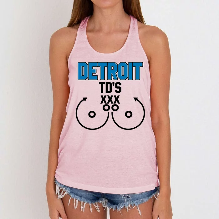 Detroit Football TD's Touchdowns Women's Knotted Racerback Tank