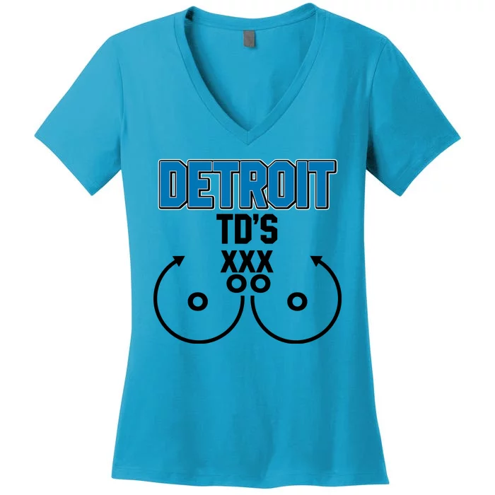 Detroit Football TD's Touchdowns Women's V-Neck T-Shirt