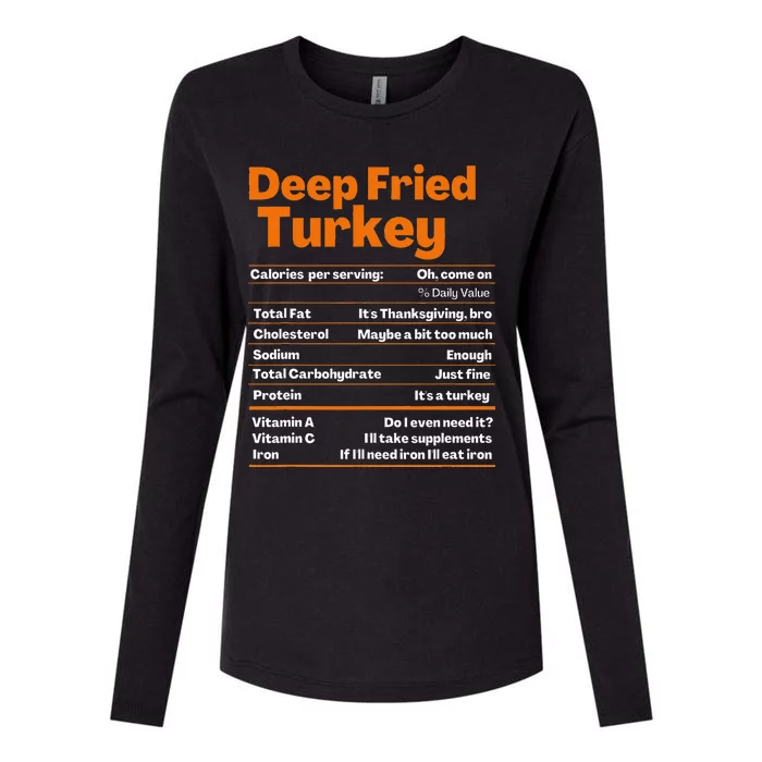 Deep Fried Turkey Thanksgiving Nutrition Facts Womens Cotton Relaxed Long Sleeve T-Shirt