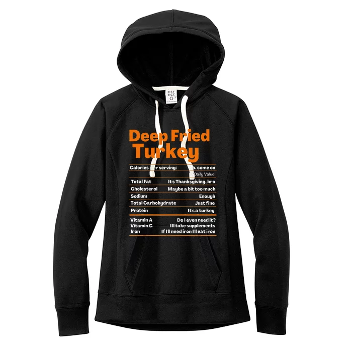 Deep Fried Turkey Thanksgiving Nutrition Facts Women's Fleece Hoodie