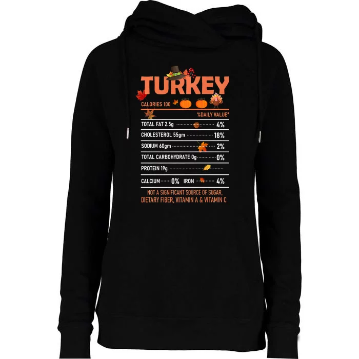 Deep Fried Turkey Thanksgiving Nutrition Facts Womens Funnel Neck Pullover Hood