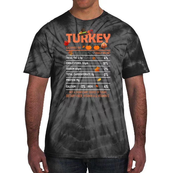 Deep Fried Turkey Thanksgiving Nutrition Facts Tie-Dye T-Shirt