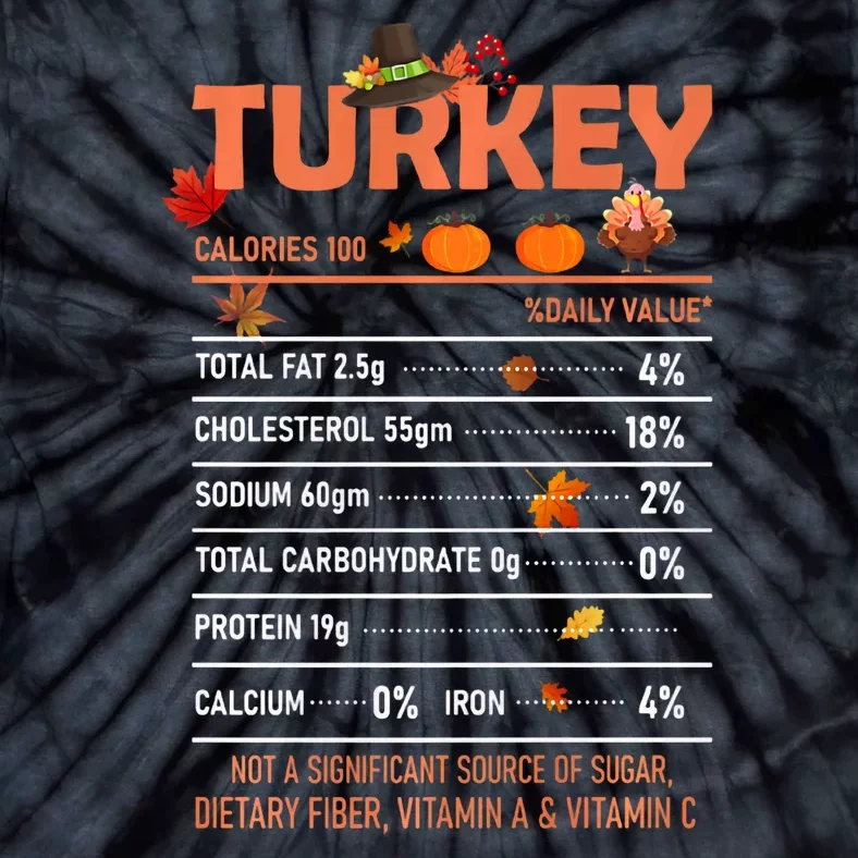 Deep Fried Turkey Thanksgiving Nutrition Facts Tie-Dye T-Shirt