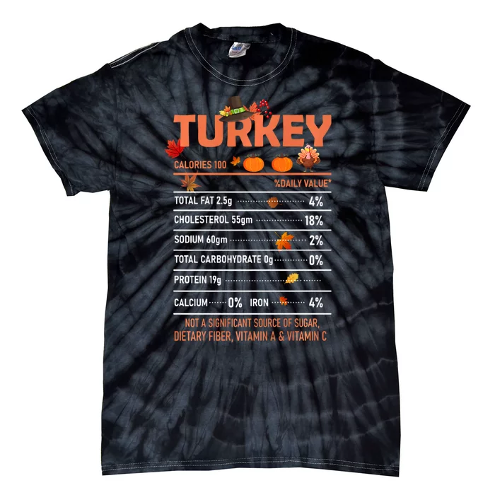 Deep Fried Turkey Thanksgiving Nutrition Facts Tie-Dye T-Shirt