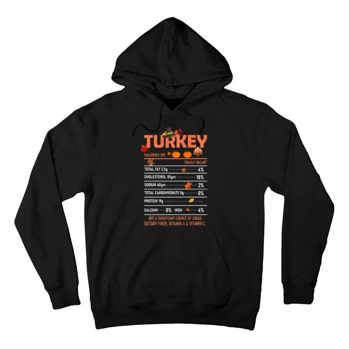 Deep Fried Turkey Thanksgiving Nutrition Facts Tall Hoodie