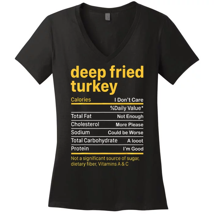 Deep Fried Turkey Nutrition Facts Thanksgiving Food Women's V-Neck T-Shirt