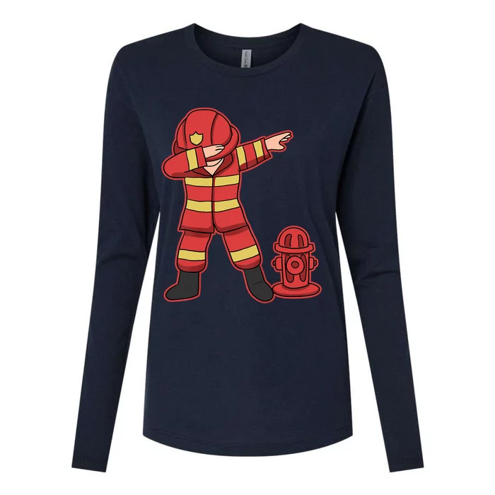 Dabbing Firefighter T Funny Dab Gift Firefighter Womens Cotton Relaxed Long Sleeve T-Shirt