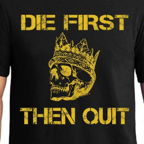 Die First Then Qui Military Veteran Skull Crown Gift Pajama Set