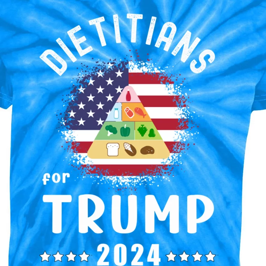 Dietitians For Trump 2024 American Flag Vote Trump Gift Kids Tie-Dye T-Shirt