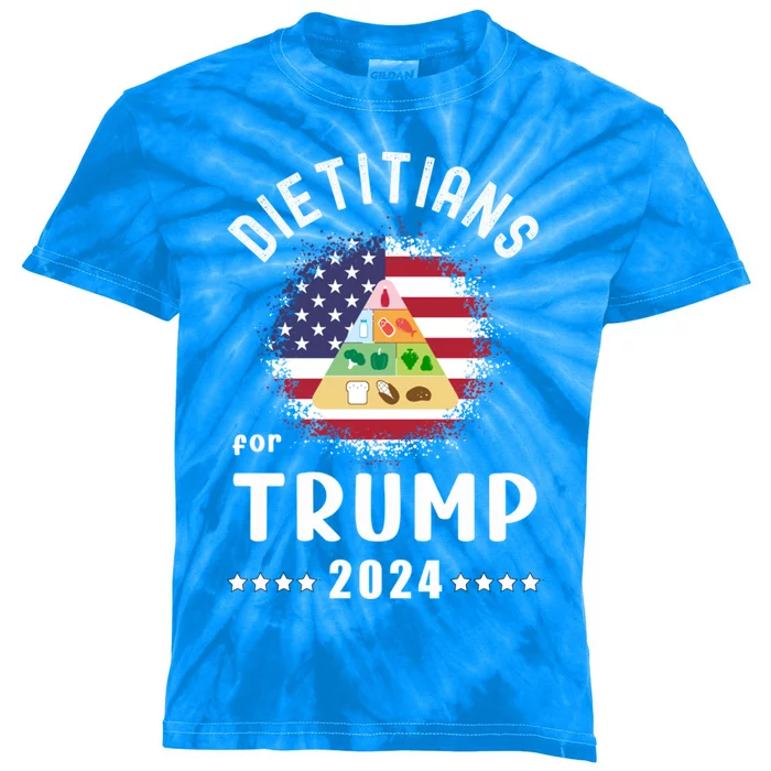 Dietitians For Trump 2024 American Flag Vote Trump Gift Kids Tie-Dye T-Shirt