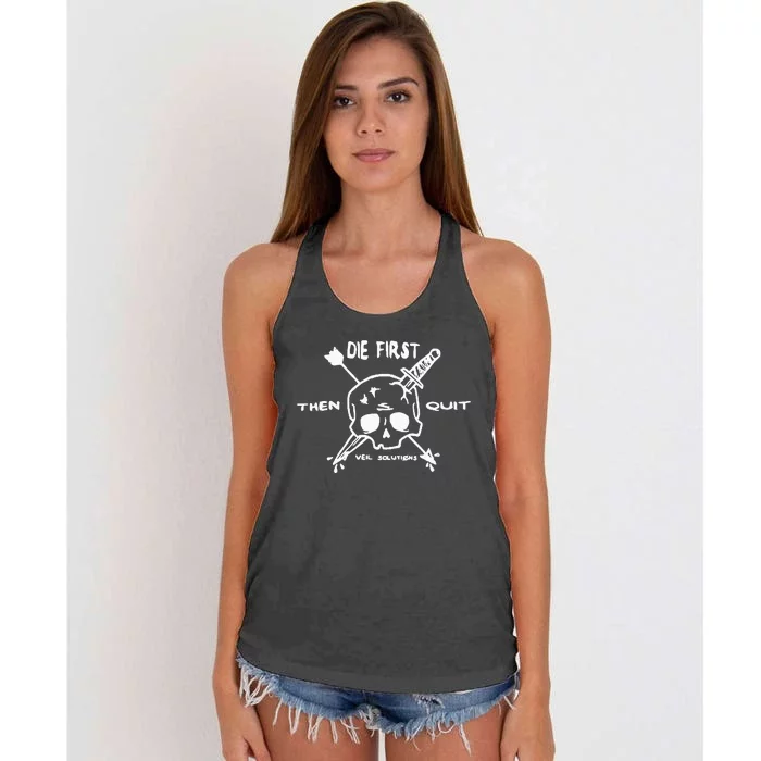 Die First Then Quit Veil Solutions Skull Knife Women's Knotted Racerback Tank